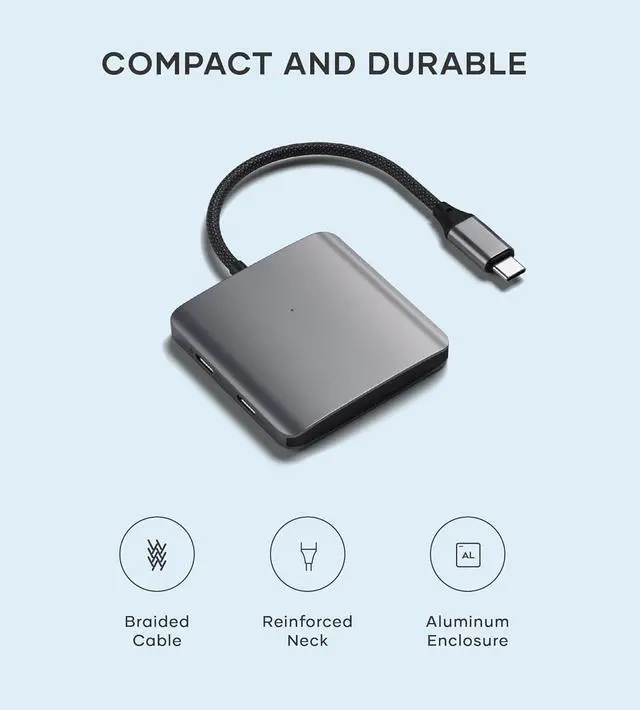 Alt view image 5 of 5 - FOR-USB-C Hub: 4-in-1 with 100W Pass-Through & 10Gbps USB 3.2 for MacBook, iPad, Surface, Chromebook & More