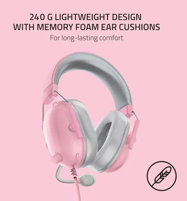 Alt view image 4 of 4 - FOR-BlackShark V2 X Gaming Headset: 7.1 Surround Sound - 50mm Drivers - Memory Foam Cushions - for PC, PS4, PS5, Switch - 3.5mm Audio Jack - Quartz Pink