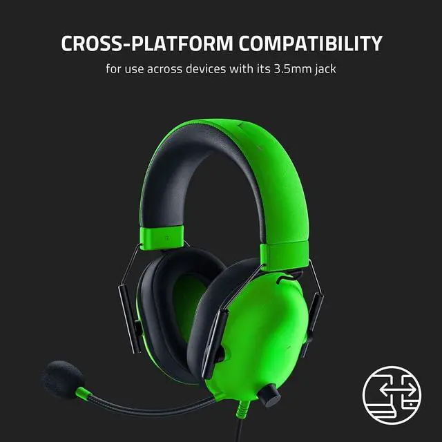 Alt view image 5 of 5 - FOR-BlackShark V2 X Gaming Headset: 7.1 Surround Sound - 50mm Drivers - Memory Foam Cushion - for PC, PS4, PS5, Switch - 3.5mm Audio Jack - Green