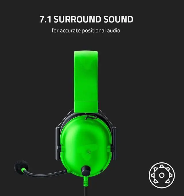 Alt view image 4 of 5 - FOR-BlackShark V2 X Gaming Headset: 7.1 Surround Sound - 50mm Drivers - Memory Foam Cushion - for PC, PS4, PS5, Switch - 3.5mm Audio Jack - Green