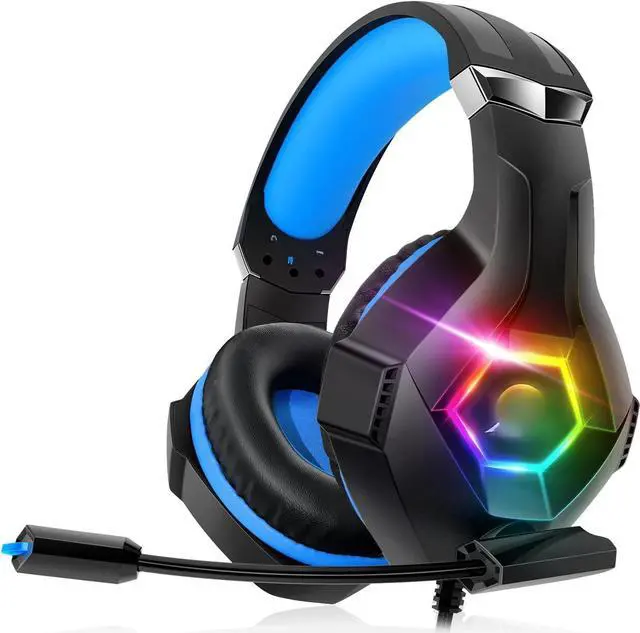 Main image of Gaming Headset for PC, Ps4, Ps5, Xbox Headset with 7.1 Surround Sound, Gaming Headphones with Noise Cancelling Mic RGB Light Over Ear Headphones for Xbox Series X/S, Switch-Blue