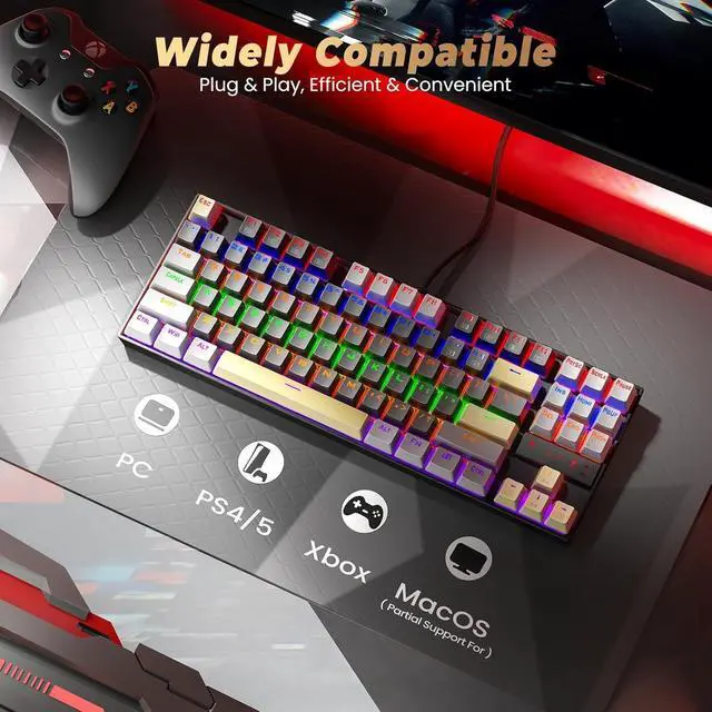 Alt view image 4 of 5 - K552 Mechanical Gaming Keyboard, 87-Key Compact, LED Gaming Keyboard with Red Switches, Anti-Ghosting, Metal Frame for PC Gaming & Typing, Beginner-Friendly (Eclipse Gilded)
