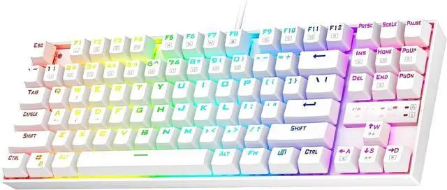Main image of K552 Mechanical Gaming Keyboard, 87-Key Compact, LED Gaming Keyboard with Red Switches, Anti-Ghosting, Metal Frame for PC Gaming & Typing, Beginner-Friendly (White)