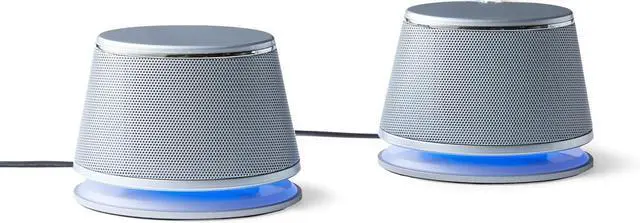 Main image of Stereo 2.0 Speakers for PC or Laptop with Volume Control, 3.5mm Aux input, USB-Powered, 1 Pair, Silver