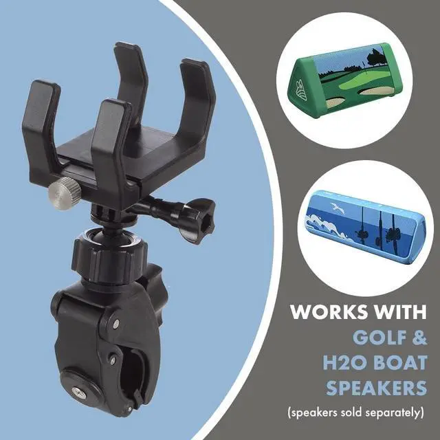 Alt view image 2 of 4 - Bluetooth Speaker Mount - Holds Angle 3 Golf and H2O Special Edition Speakers - for Golf Cart, Boat, Kayak, Bike, and More (Black)