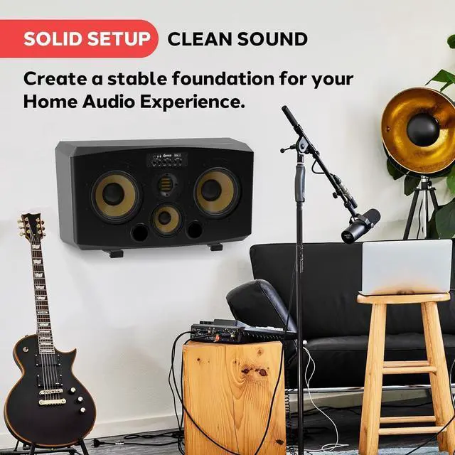 Alt view image 2 of 5 - FOR-Adjustable Speaker Wall Mount Brackets - 2 Pack (4 Brackets) Extendable Steel Arms for Center Channel, Small or Large Speakers & Soundbars - 110 lbs Capacity, 6.7-11.8" Depth (Black)