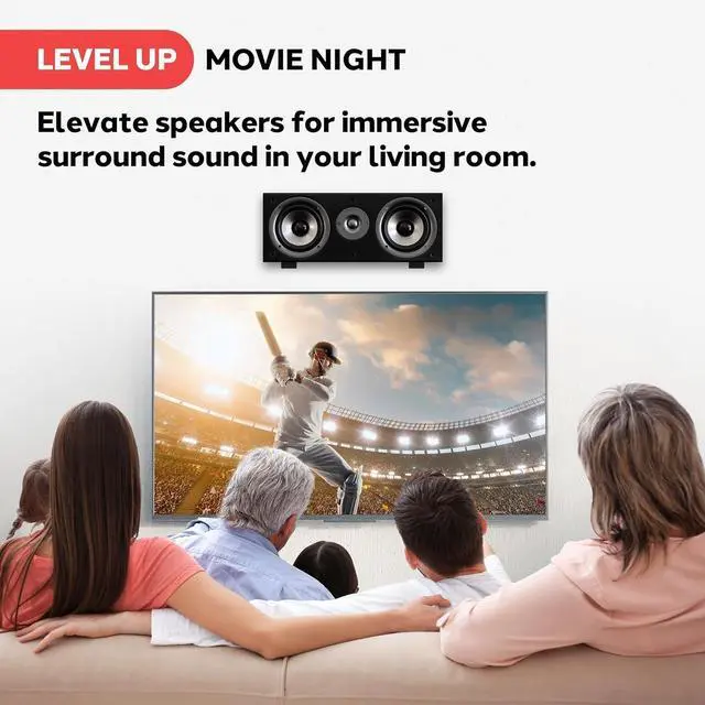 Alt view image 5 of 5 - FOR-Adjustable Speaker Wall Mount Brackets - 2 Pack (4 Brackets) Extendable Steel Arms for Center Channel, Small or Large Speakers & Soundbars - 110 lbs Capacity, 6.7-11.8" Depth (Black)