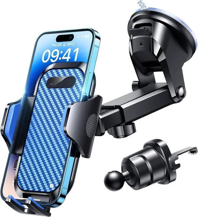 Main image of Phone Holders for Your Car 2025 Ultimate Phone Mount Military-Grade Windshield Dashboard VentNewest Best Strongest Cell Phone Car Mount for iPhone 16 Pro Max 15 Samsung Android,Blue