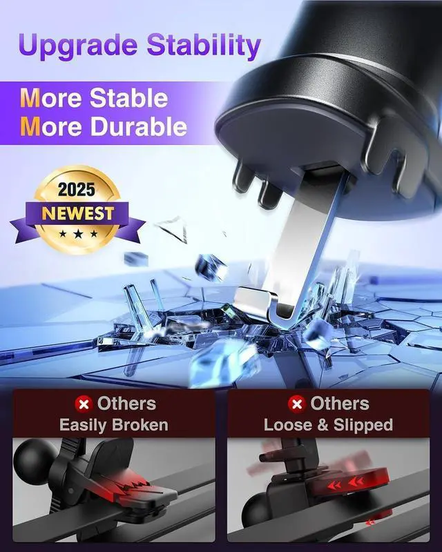 Alt view image 5 of 5 - Phone Holders for Your Car 2025 Ultimate Phone Mount Military-Grade Windshield Dashboard VentNewest Best Strongest Cell Phone Car Mount for iPhone 16 Pro Max 15 Samsung Android,Purple