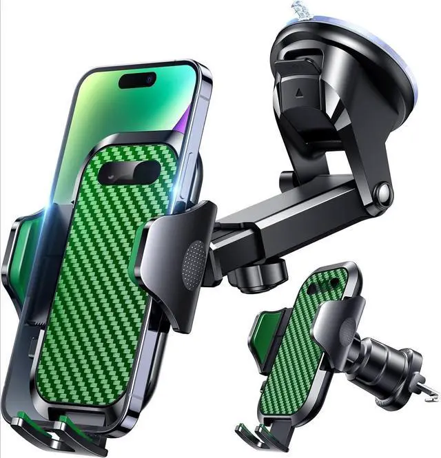 Main image of Phone Holders for Your Car 2025 Ultimate Phone Mount Military-Grade Windshield Dashboard VentNewest Best Strongest Cell Phone Car Mount for iPhone 16 Pro Max 15 Samsung Android,Green
