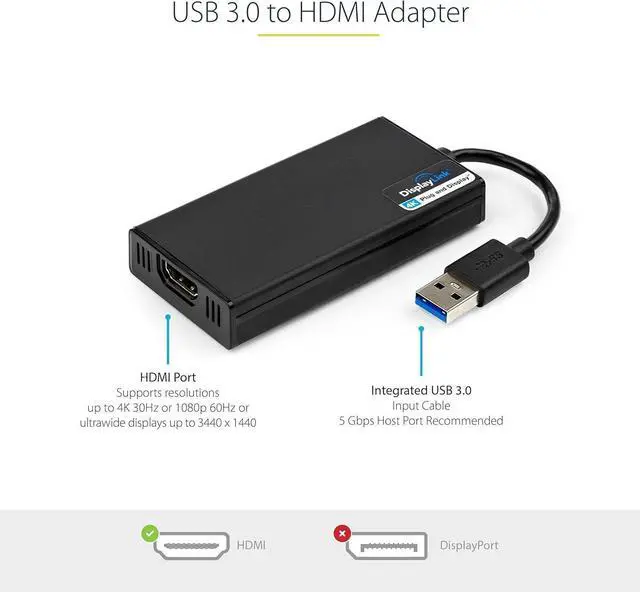 Alt view image 2 of 4 - USB 3.0 to HDMI Adapter, 4K 30Hz UHD, USB to HDMI Display Adapter, External Adapter for Mac & Windows, TAA