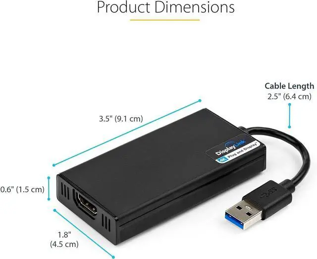 Alt view image 4 of 4 - USB 3.0 to HDMI Adapter, 4K 30Hz UHD, USB to HDMI Display Adapter, External Adapter for Mac & Windows, TAA