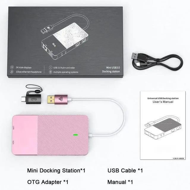 Alt view image 6 of 6 - USB Docking Station USB C HUB USB 3.0 to Dual HDMI VGA Adapter Triple Display USB C Laptop Docking Station Dual Monitor HDMI Splitter Extender Compatible with MacBook M1 M2 USB Dock-Rose Gold