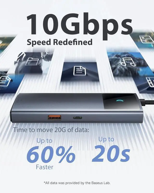 Alt view image 3 of 5 - FOR-10Gbps USB C Hub, 3 USB A/C Data Ports, 4K@60Hz HDMI, Gigabit Ethernet, 100W PD, 6 in 1 USB C Docking Station Compatible for iPhone 15/Dell/HP/Mac/iPad/Microsoft/Steam Deck