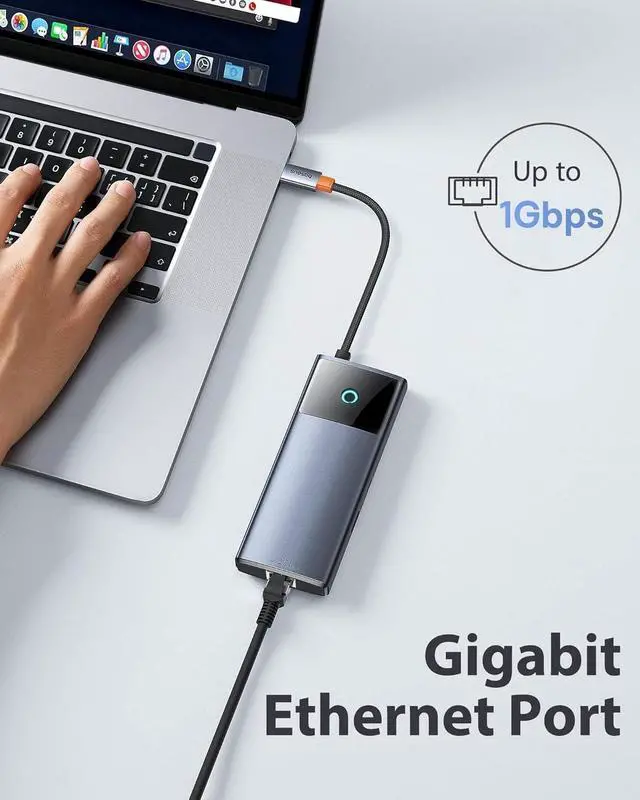 Alt view image 4 of 5 - FOR-10Gbps USB C Hub, 3 USB A/C Data Ports, 4K@60Hz HDMI, Gigabit Ethernet, 100W PD, 6 in 1 USB C Docking Station Compatible for iPhone 15/Dell/HP/Mac/iPad/Microsoft/Steam Deck