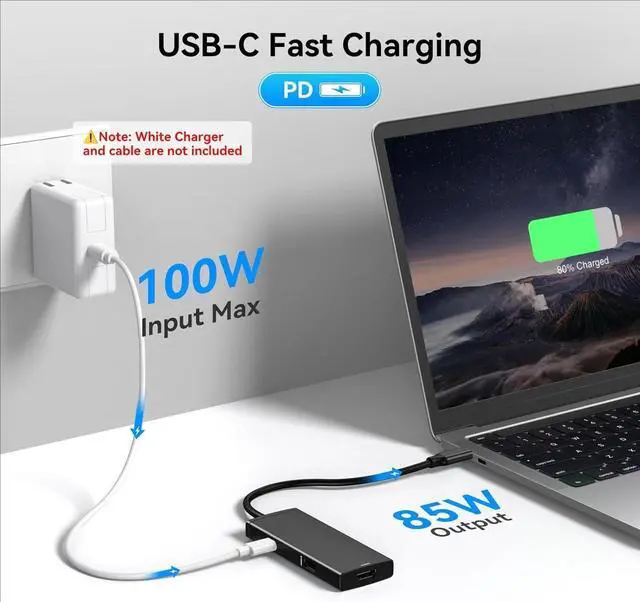 Alt view image 3 of 4 - Docking Station USB C to Dual HDMI Adapter, USB-C Hub with 2 Monitors for Laptop, Dongle Adapter with Dual HDMI 4K@60 Hz, 3 USB Port,PD Compatible for Dell XPS 13/15, etc (Black)