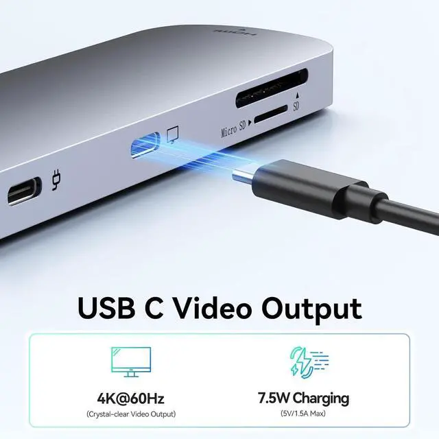 Alt view image 2 of 5 - USB C Hub HDMI Adapter for MacBook Pro/Air, 8 in 1 USB C Video Hub with HDMI 4K@60Hz,SD/TF,USB C Data Port,100W PD,USB 3.0 USB CDongle Compatible for Dell XPS/Lenovo Thinkpad/HP/Surface/Yoga etc