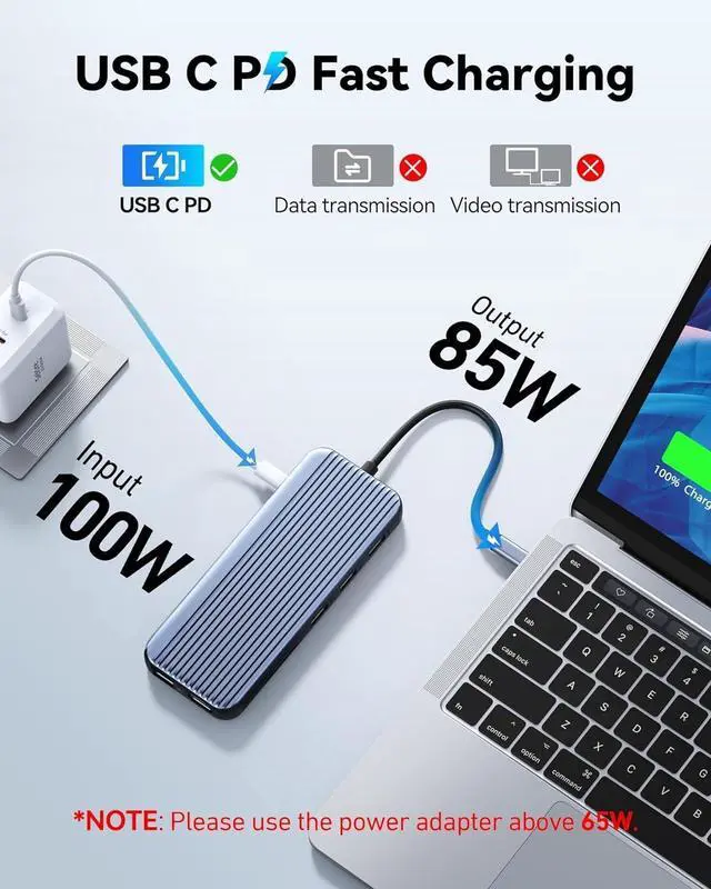 Alt view image 5 of 6 - USB C Docking Station 3 HDMI, Docking Station 3 Monitors,12 in 1 Docking Station Dual Monitor, Laptop Docking Station Triple HDMI with 10Gbps USB A/C 3.1,USB 2.0,100W PD,Ethernet, Audio&Mic,SD&TF Slot