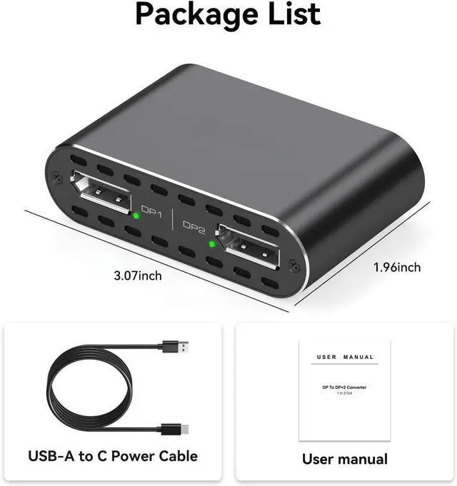 Alt view image 4 of 5 - FOR-DisplayPort to Dual Displayport Splitter 4K120Hz DP to Dual DP Splitter for Dual Monitors Supports Mirrored/Extended Display for Windows Only