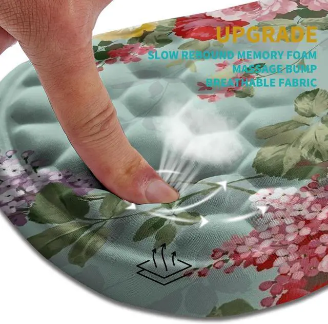Alt view image 2 of 6 - Ergonomic Mouse Pad Wrist Support, Wrist Rest Mousepad for Carpal Tunnel Pain Relief with Integrated Memory Foam Slope Massage Bulge (11.8x7.9 inch,Graceful Peony