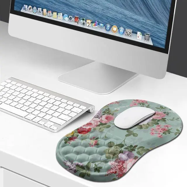 Alt view image 6 of 6 - Ergonomic Mouse Pad Wrist Support, Wrist Rest Mousepad for Carpal Tunnel Pain Relief with Integrated Memory Foam Slope Massage Bulge (11.8x7.9 inch,Graceful Peony
