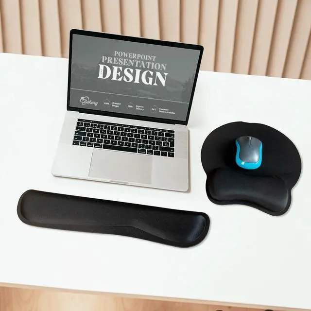 Alt view image 2 of 4 - Premium Keyboard Wrist Rest and Mouse Pad Wrist Support, Ergonomic Memory Foam Set for Office, Laptop, Mac, Computer and Gaming, Comfortable Typing &Wrist Pain Relief (2 Pack)