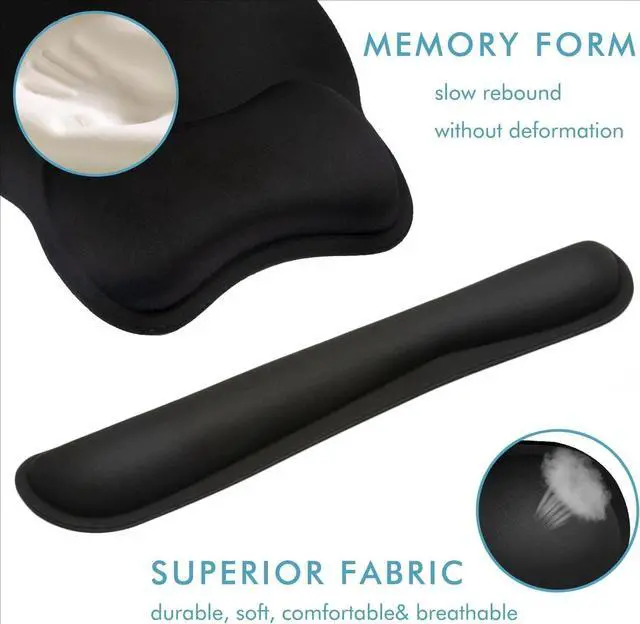 Alt view image 3 of 4 - Premium Keyboard Wrist Rest and Mouse Pad Wrist Support, Ergonomic Memory Foam Set for Office, Laptop, Mac, Computer and Gaming, Comfortable Typing &Wrist Pain Relief (2 Pack)