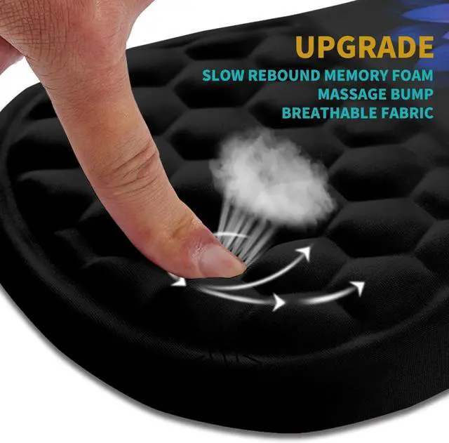 Alt view image 2 of 6 - Ergonomic Mouse Pad Wrist Support, Wrist Rest Mousepad for Carpal Tunnel Pain Relief with Integrated Memory Foam Slope Massage Bulge (11.8x7.9 inch,Butterfly Lotus Floral