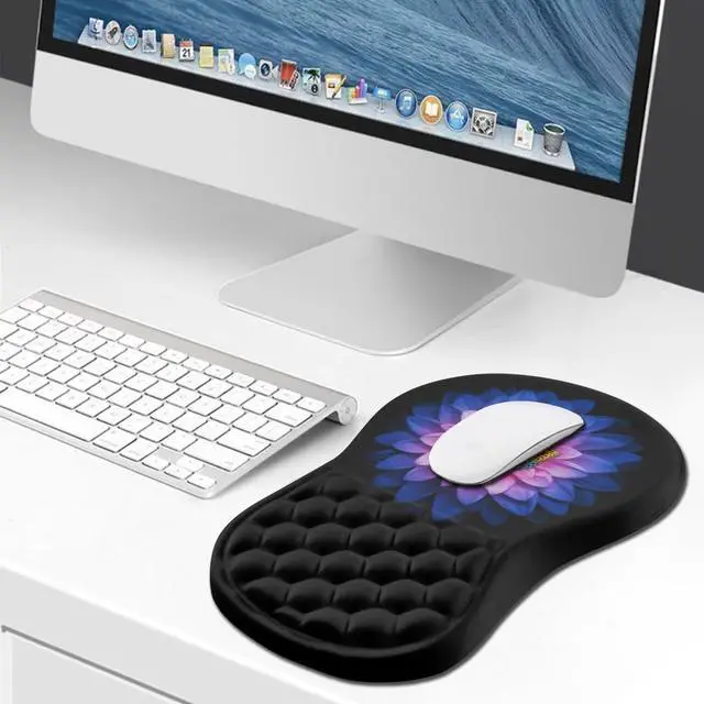 Alt view image 6 of 6 - Ergonomic Mouse Pad Wrist Support, Wrist Rest Mousepad for Carpal Tunnel Pain Relief with Integrated Memory Foam Slope Massage Bulge (11.8x7.9 inch,Butterfly Lotus Floral