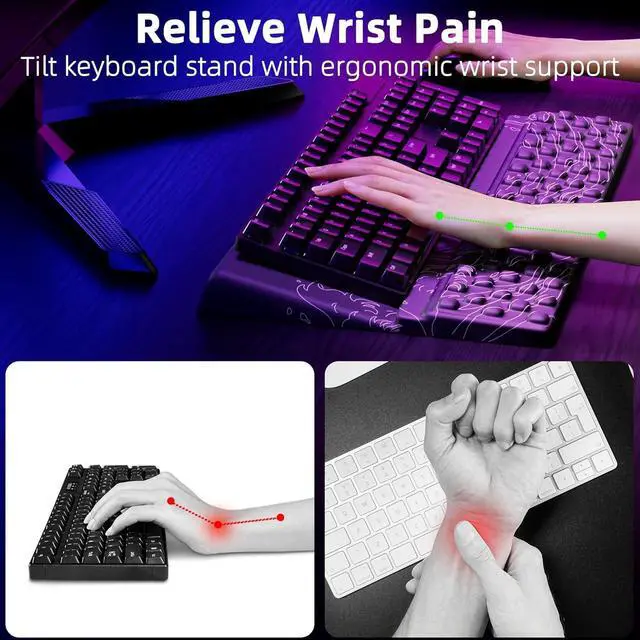 Alt view image 2 of 6 - Wrist Support With Keyboard Stand, Comfy Ergonomic Riser Holder for Office Home