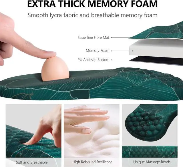 Alt view image 3 of 6 - Mouse Pad Wrist Support, 2 in1 Keyboard Wrist Rest+ Ergonomic Mouse Pad, Non-Slip Wrist Rest for Computer Keyboard, Made Easy Typing & Relieve Wrist PainBanana Leaf Green