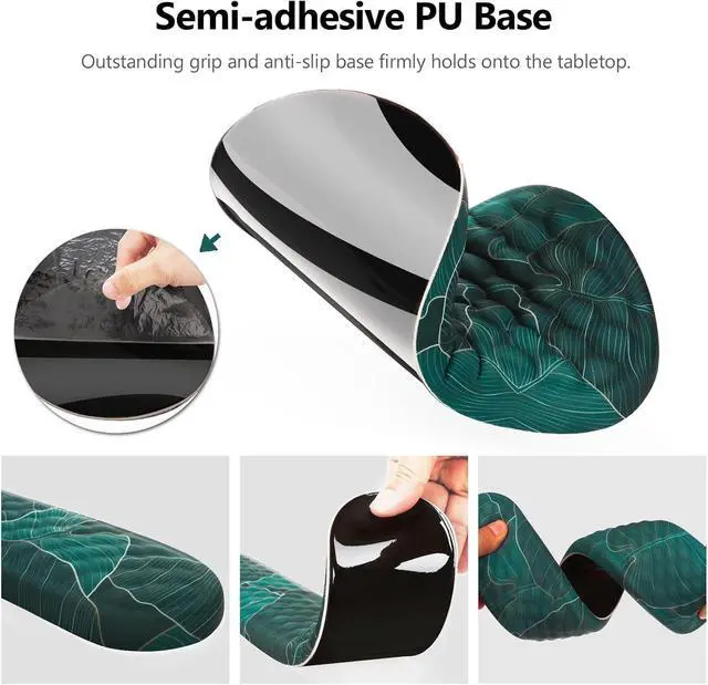 Alt view image 4 of 6 - Mouse Pad Wrist Support, 2 in1 Keyboard Wrist Rest+ Ergonomic Mouse Pad, Non-Slip Wrist Rest for Computer Keyboard, Made Easy Typing & Relieve Wrist PainBanana Leaf Green