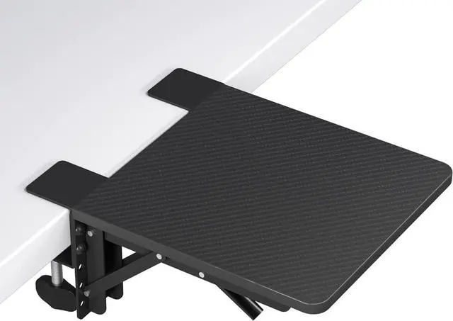 Main image of Ergonomic Desk Extender Tray, 9.5"x9.1" Table Mount Arm Wrist Rest Shelf, 90° Foldable Elbow Support, Clamp on Computer Arm Rest for Desk, Office & Home Use, Durable & Easy to Install