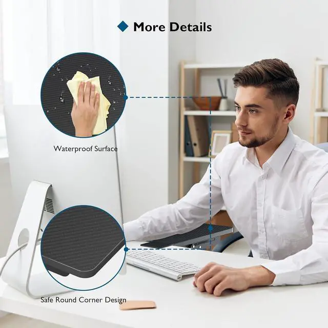 Alt view image 4 of 6 - Ergonomic Desk Extender Tray, 9.5"x9.1" Table Mount Arm Wrist Rest Shelf, 90° Foldable Elbow Support, Clamp on Computer Arm Rest for Desk, Office & Home Use, Durable & Easy to Install