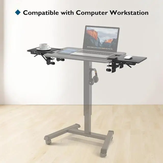 Alt view image 5 of 6 - Ergonomic Desk Extender Tray, 9.5"x9.1" Table Mount Arm Wrist Rest Shelf, 90° Foldable Elbow Support, Clamp on Computer Arm Rest for Desk, Office & Home Use, Durable & Easy to Install