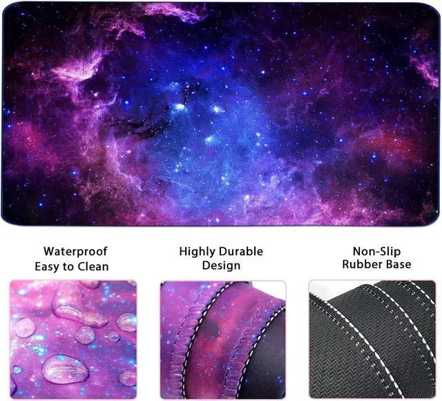 Alt view image 4 of 6 - Large Mouse Pad and Keyboard Wrist Rest, Desk Pad for Keyboard and Mouse, 4-in-1 Large Gaming Mouse Pad with Wrist Support, Desk Mat for Home Office Study Game-Galaxy Fluid