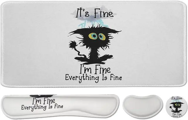 Main image of Large Mouse Pad Set, Cute Extended Mouse Pad+Keyboard Wrist Rest Support Desk Pad Memory Foam Ergonomic Easy Typing - It's Fine