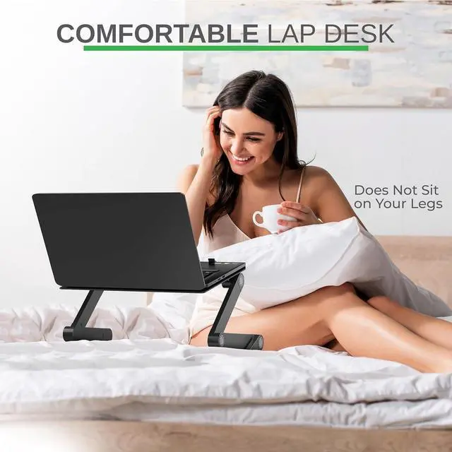 Alt view image 2 of 4 - Adjustable Laptop Stand for Desk, Portable Laptop Stand Adjustable Height, Foldable Cooling Computer Holder Riser for Desk, Black