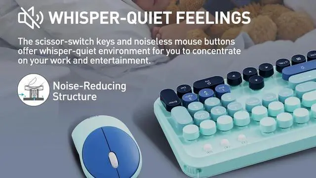 Alt view image 4 of 5 - 2.4GHz Wireless Keyboard and Mouse Set with Switch Button - Full-Size Keyboard - Compatible for Windows/Laptop/PC/Notebook/Smart TV and More - Blue