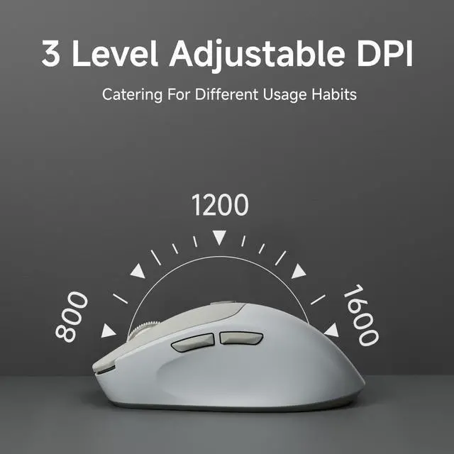 Alt view image 2 of 3 - Wireless Mouse, Bluetooth & 2.4G Quiet Computer Mouses with 1600 DPI, Battery Level Display, Ergonomic Office Mouse,6 Button Portable Cute Cordless Mice for Laptop/PC/Mac- Grey