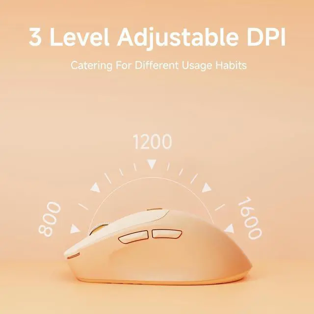 Alt view image 2 of 4 - Wireless Mouse, Bluetooth & 2.4G Quiet Computer Mouses with 1600 DPI, Battery Level Display, Ergonomic Office Mouse,6 Button Portable Cute Cordless Mice for Laptop/PC/Mac- Pink