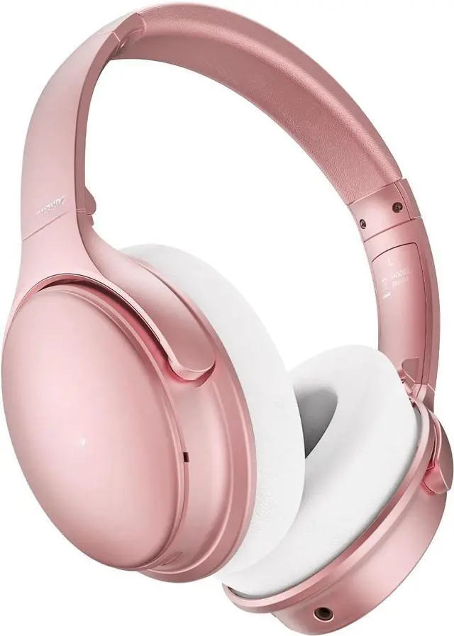 Main image of Rose Gold Active Noise Cancelling Headphones with Microphone Wireless Over Ear Bluetooth Headphones, Deep Bass, Memory Foam Ear Cups, Quick Charge 90H Playtime, for Travel/Sports/Audiobooks