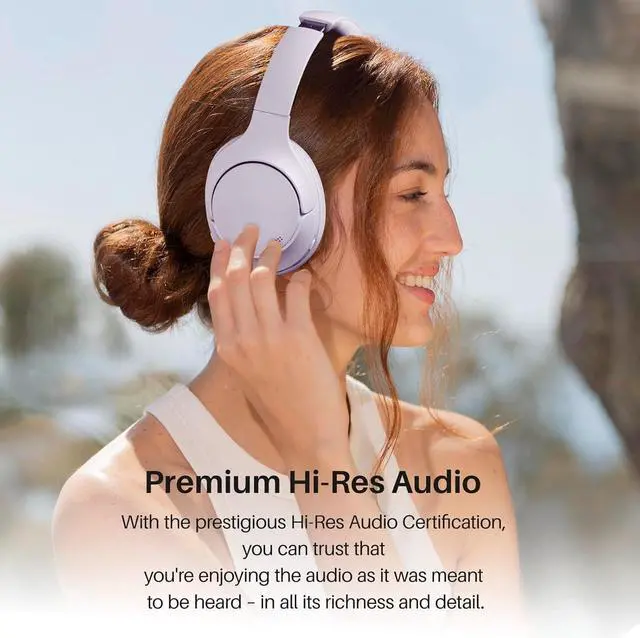 Alt view image 2 of 3 - FOR HT2 Hybrid Active Noise Cancelling Headphones, Wireless Over Ear Bluetooth Headset, 60H Playtime, Hi-Res Audio Custom EQ via App Deep Bass Comfort Fit Ear Cups, for Home Office Travel Purple
