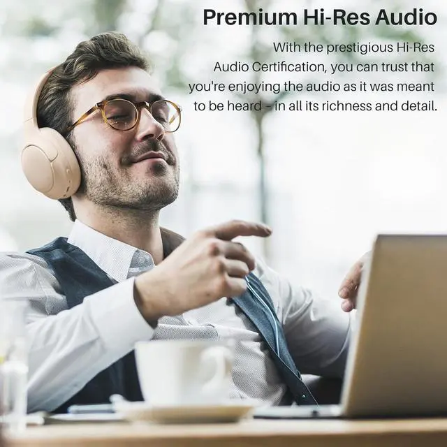Alt view image 2 of 4 - HT2 Hybrid Active Noise Cancelling Headphones, Wireless Over Ear Bluetooth Headset, 60H Playtime, Hi-Res Audio Custom EQ via App Deep Bass Comfort Fit Ear Cups, for Home Office Travel Khaki