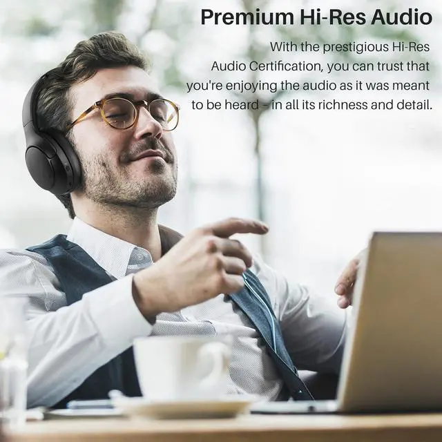 Alt view image 2 of 5 - HT2 Hybrid Active Noise Cancelling Headphones, Wireless Over Ear Bluetooth Headset, 60H Playtime, Hi-Res Audio Custom EQ via App Deep Bass Comfort Fit Ear Cups, for Home Office Travel Black