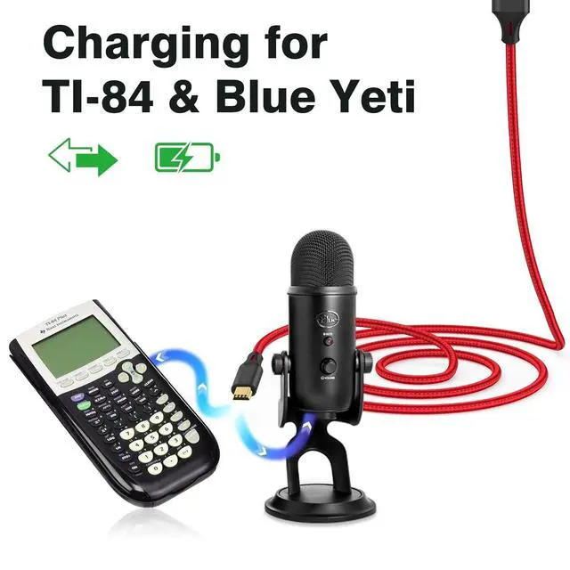Alt view image 3 of 5 - 2 Pack 10ft Mini USB Cable, Braided Durable USB-A to Mini-B Charger Charging Cord for TI-84, Garmin GPS, Go-Pro Hero 4 3 2 HD, PS3 Controller, Canon Camera, Blue Yeti Microphone, Red