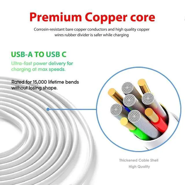 Alt view image 2 of 3 - 10FT Car Carplay Cable for iPhone 26 16, i Phone 17 16E 15 SE4 Carplay Cable USB A to USB Type C Cord, New AirPods 4,AirPods Max 2 2024, AirPods Pro 2 Pro 2nd Generation Earbuds Charger Charging