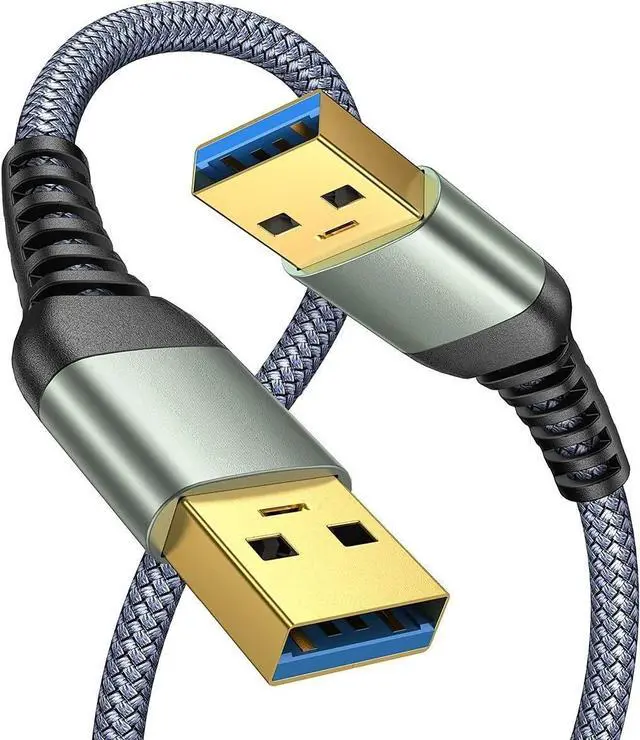 Main image of USB Cable, A to A, Compatible with Hard Drive, DVD, Laptop - 3 FT (1.5FT+1.5FT)/2 Pack/Grey
