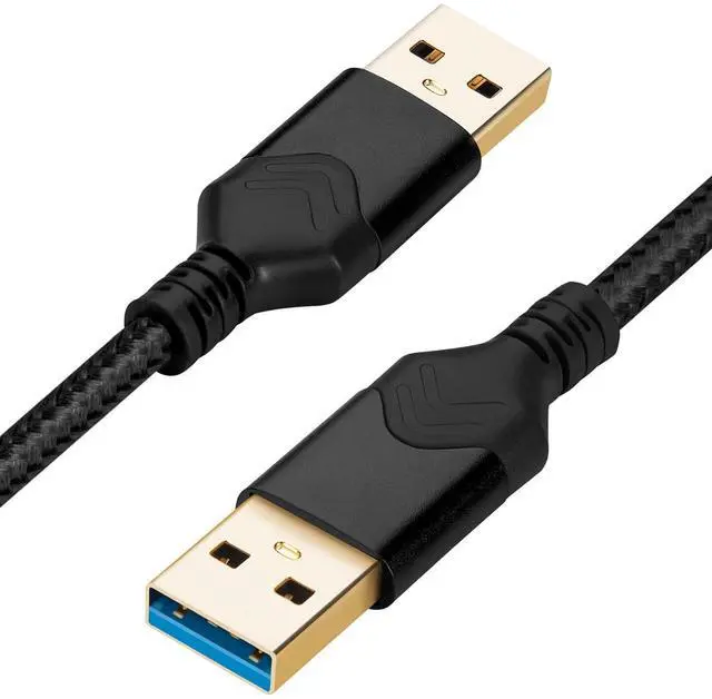 Main image of USB 3.0 Male to Male Cable, USB A to USB A High Speed Data Cord Compatible with Hard Disk Drive/Laptop Cooler/Set-top Box/DVD Player/TV/Camera and More (5 FT, Black)