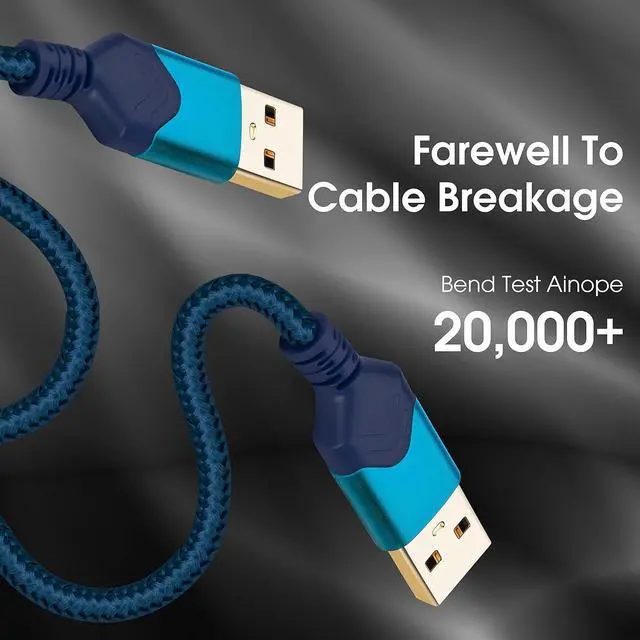 Alt view image 2 of 3 - USB 3.0 Male to Male Cable, USB A to USB A High Speed Data Cord Compatible with Hard Disk Drive/Laptop Cooler/Set-top Box/DVD Player/TV/Camera and More (2 FT, Blue)